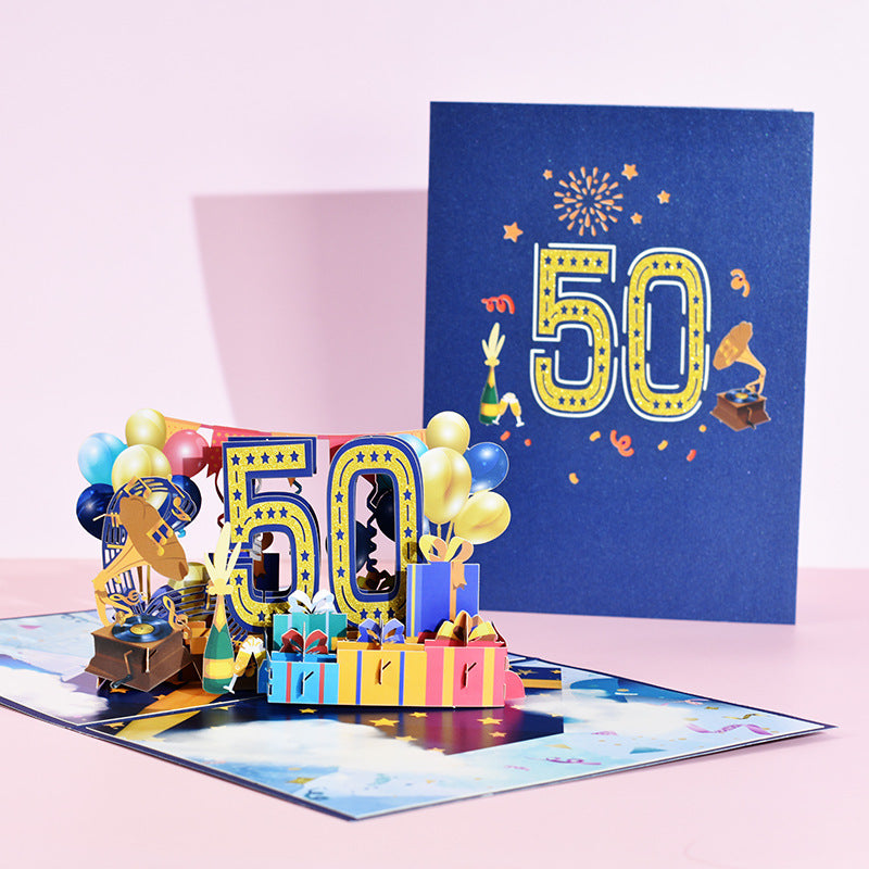 Creative Stereoscopic Greeting Age Card