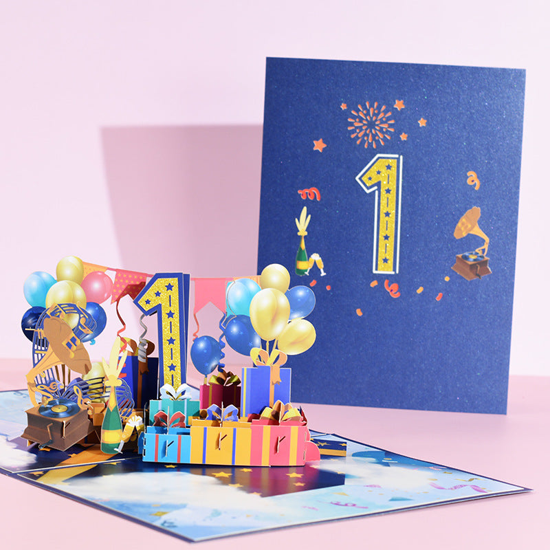 Creative Stereoscopic Greeting Age Card